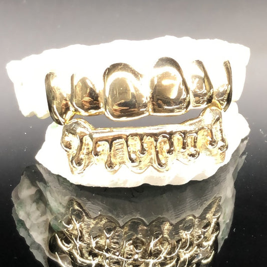 12 Teeth Gold Grillz - 6 Tops/Bottoms (Drip Effect)