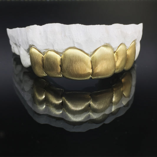 6 Teeth Gold Grillz - 6 Tops or Bottoms (Satin Finish)
